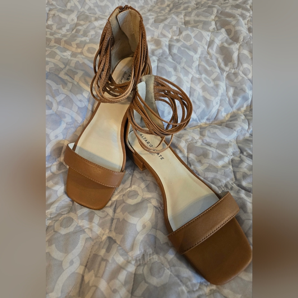 Altar'd State Tan Ankle Strap Sandals